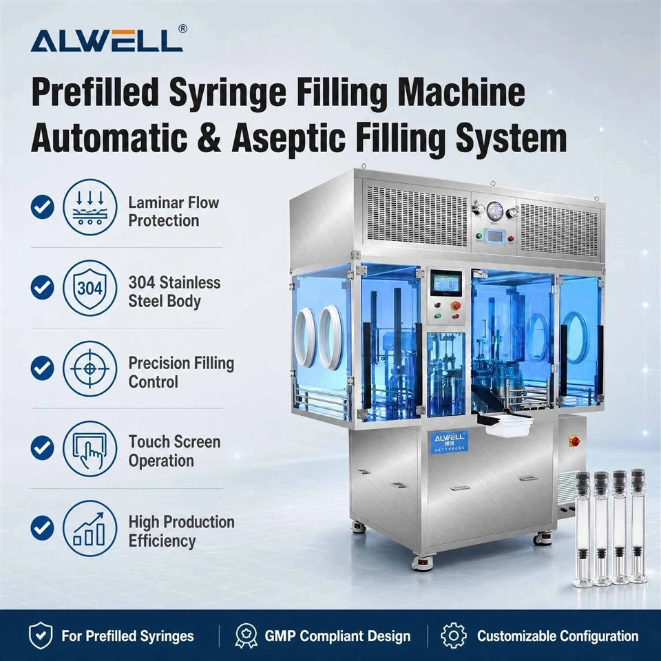 Automatische Maschine zum Füllen und Verschließen von Spritzenflüssigkeiten